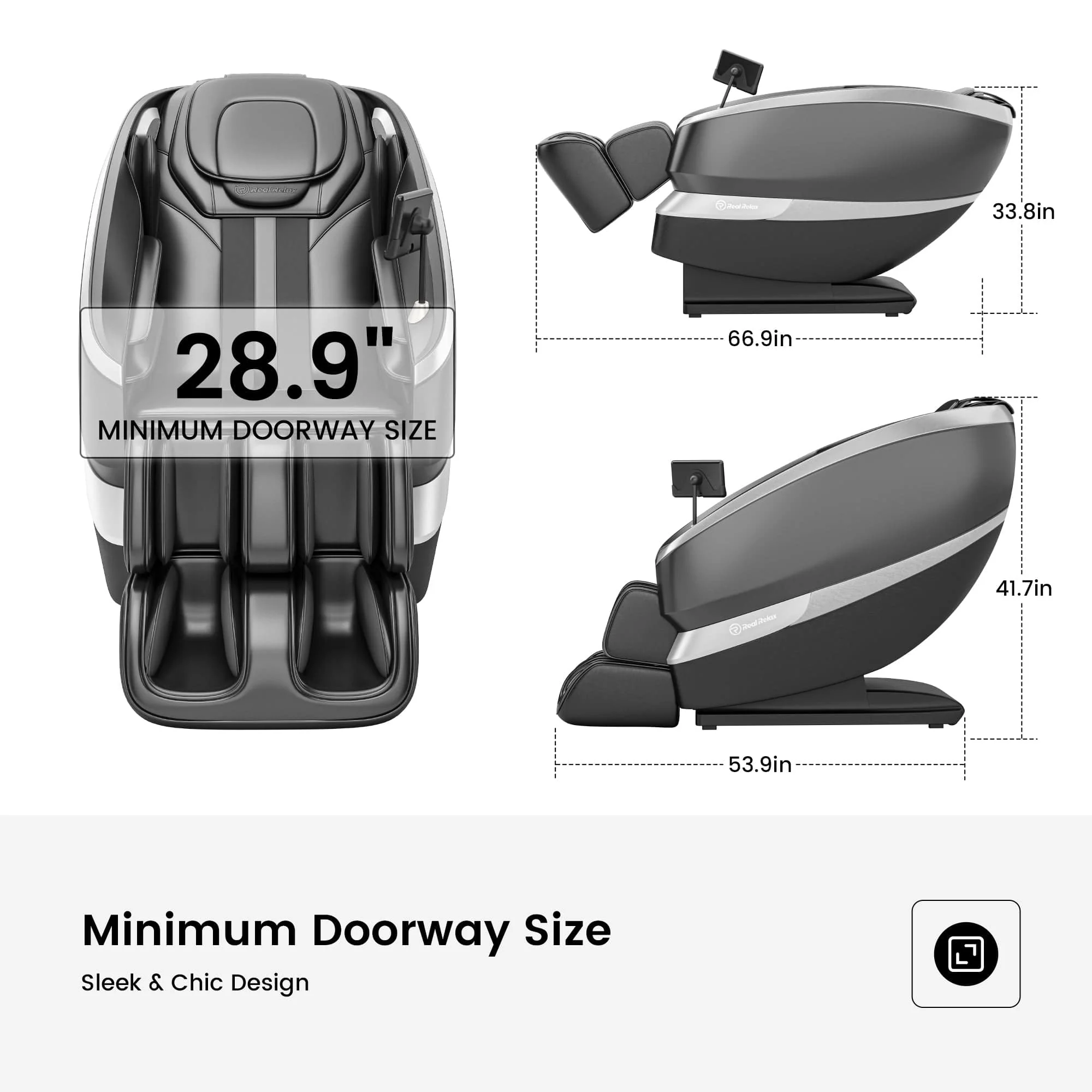 Full Body Massage Chair with Voice Control Heat Foot Roller Gray
