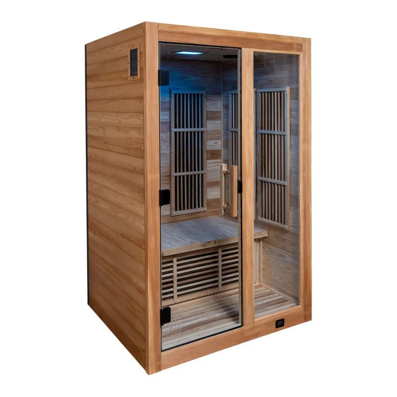 Rylan 2-Person Cedar Wood Indoor Infrared Sauna with Red Light Therapy and Chromotherapy